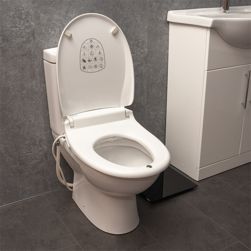 Aidapt E Loo Toilet Seat with Bidet Cleaning featuring a Warm Air Dryer, Night Light and Heated Seat Comfort Function VR210