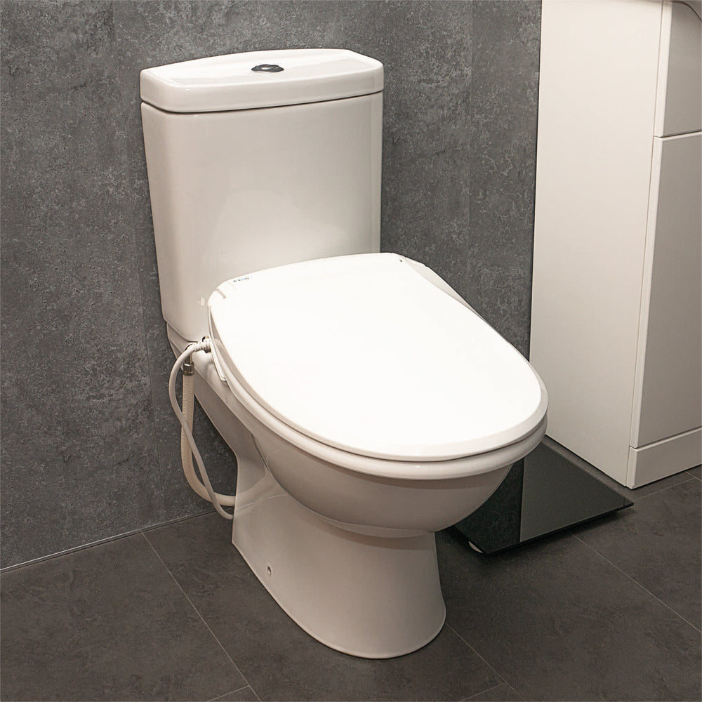 Aidapt E Loo Toilet Seat with Bidet Cleaning featuring a Warm Air Dryer, Night Light and Heated Seat Comfort Function VR210