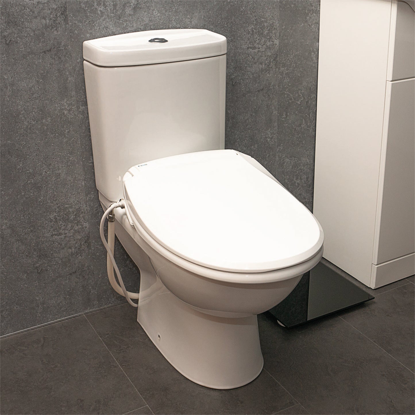 Aidapt E Loo Toilet Seat with Bidet Cleaning featuring a Warm Air Dryer, Night Light and Heated Seat Comfort Function VR210