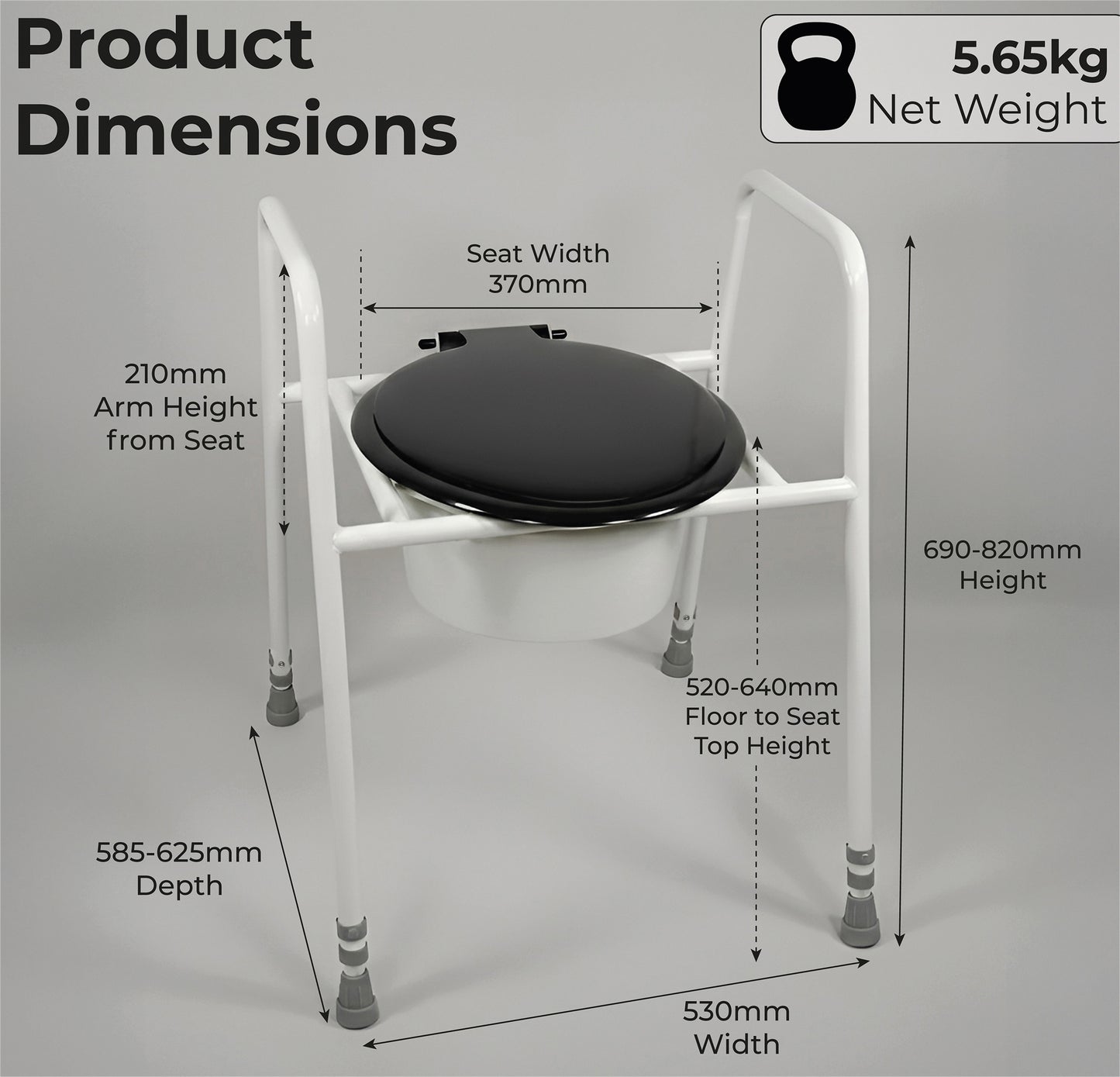 Aidapt Solo Skandia Raised Toilet Frame with Seat and Lid VR215