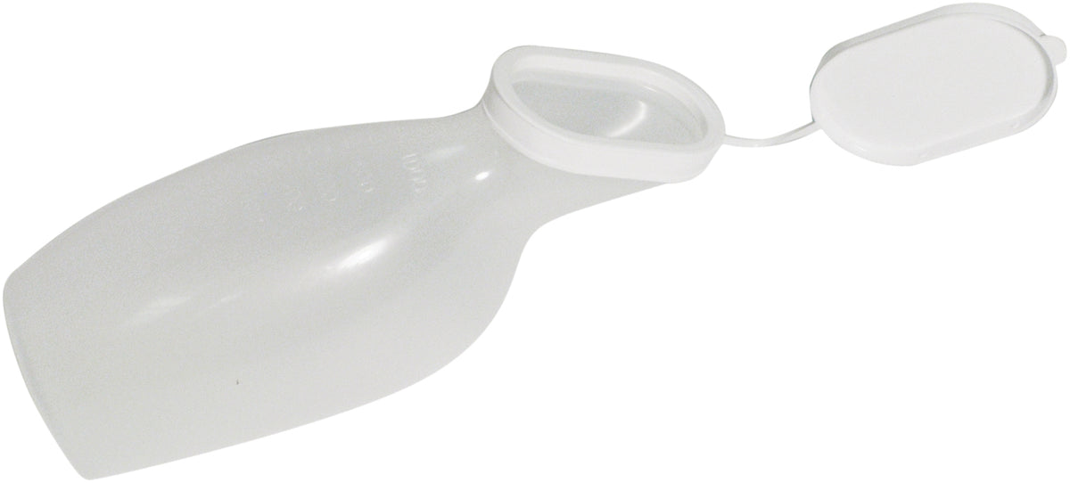 Urinette féminine Aidapt en plastique avec couvercle 1000 ml Sans poignée Réutilisable Lavable VR268AB