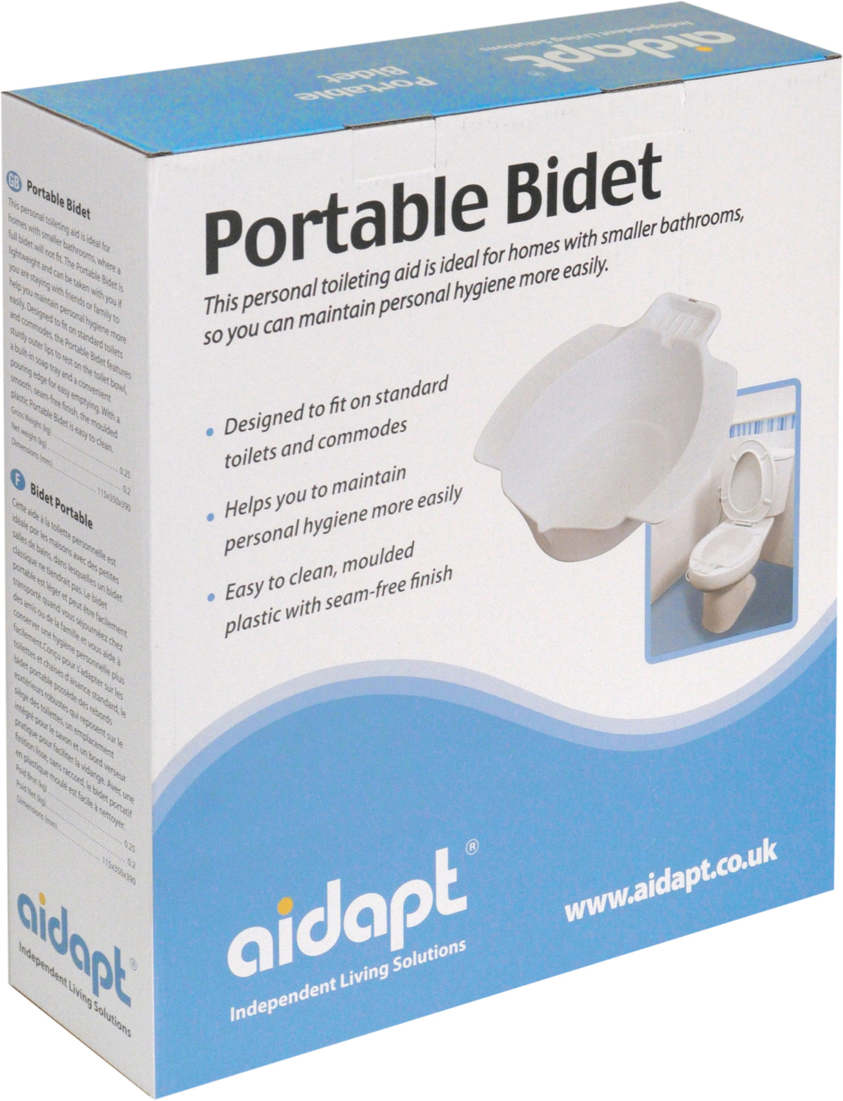 Aidapt Standard Portable Bidet Personal Care Wash Bowl Toilet VR275P
