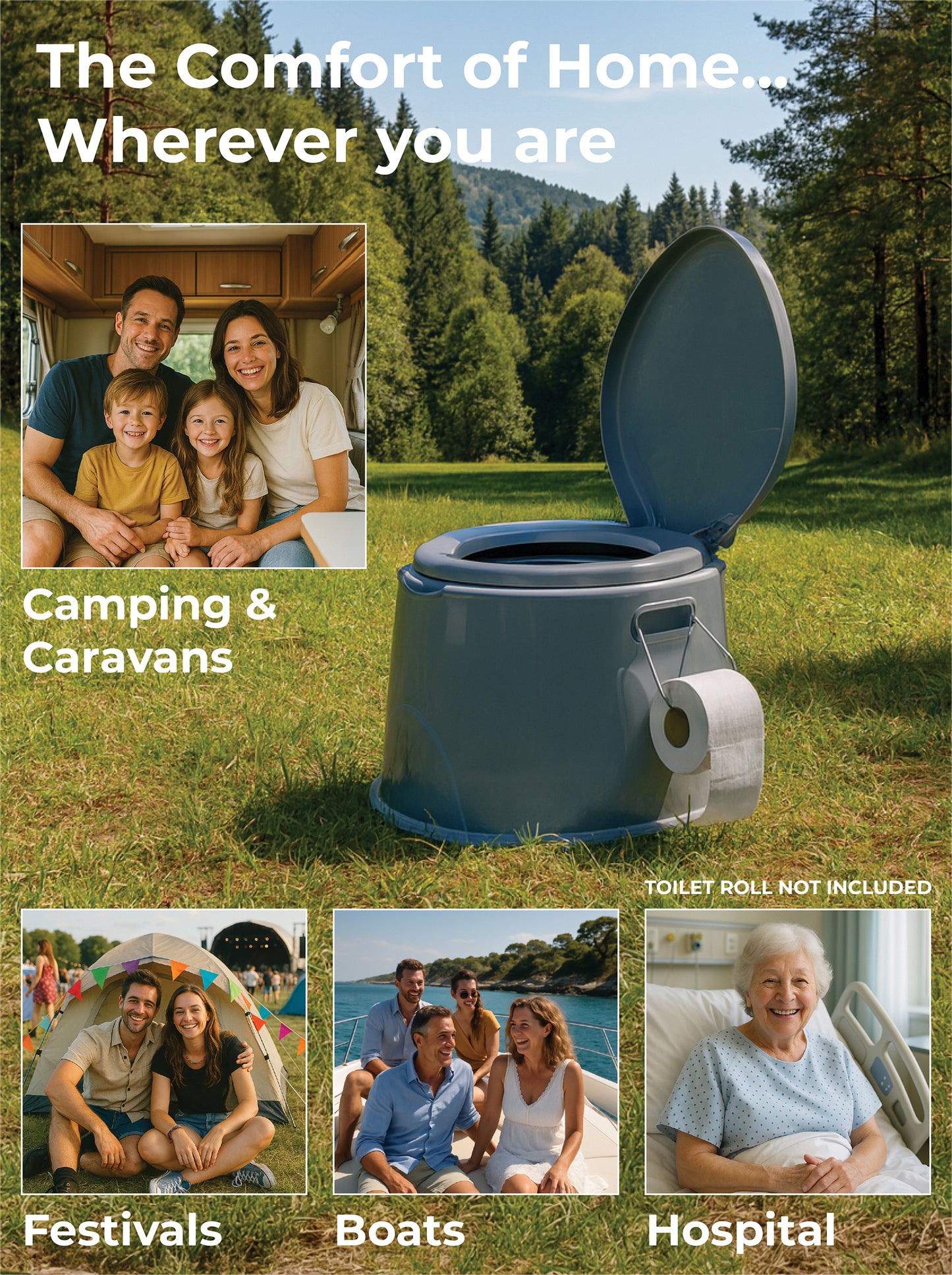Aidapt Portable Toilet Camping Caravan Fishing Temporary Commode VR275T