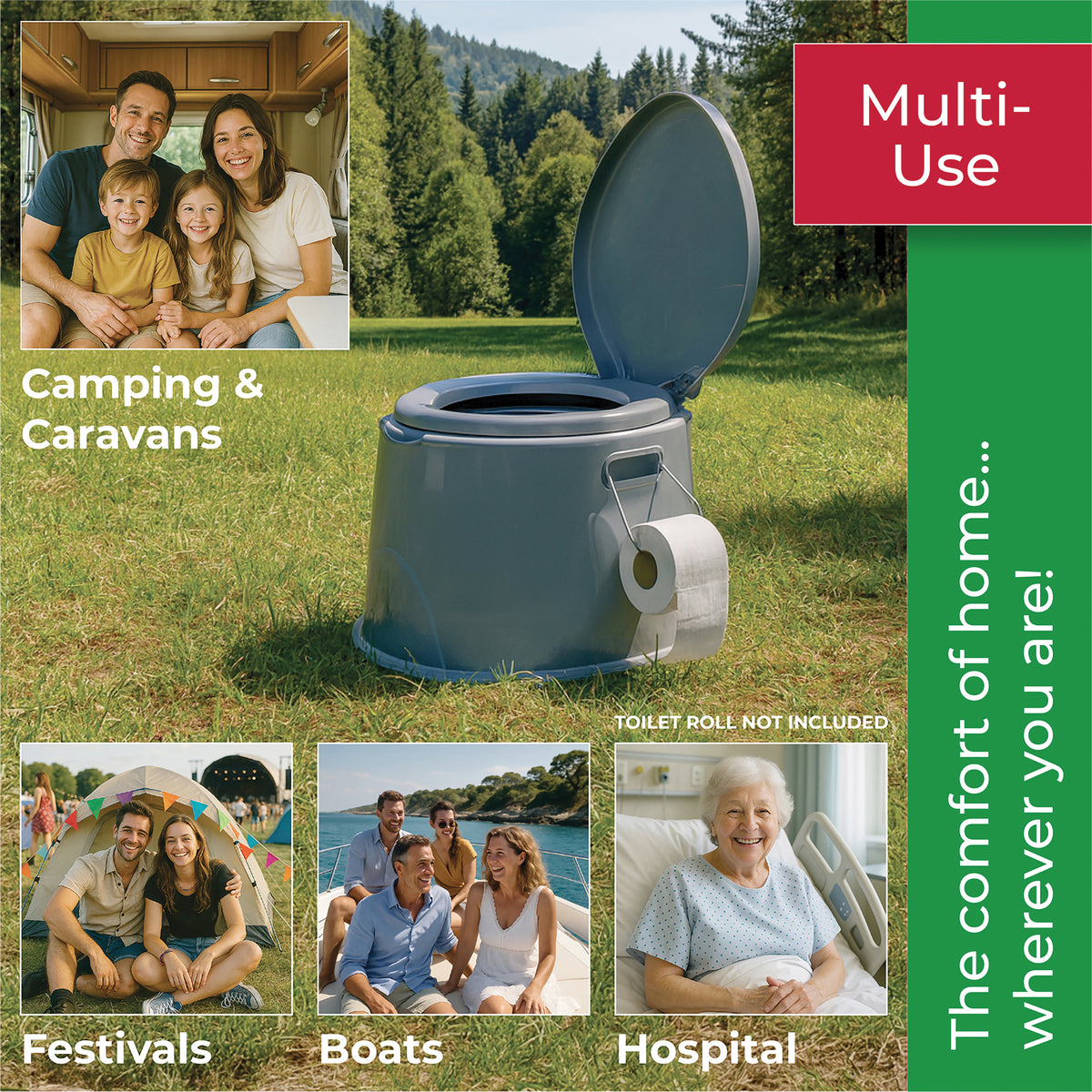 Aidapt Portable Toilet Camping Caravan Fishing Temporary Commode VR275T