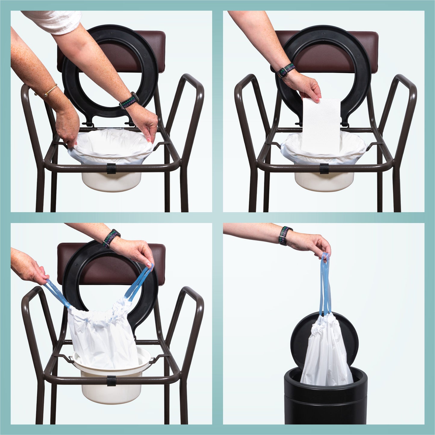 Aidapt VS216CL Commode Bucket Bag Liners Pads Kit Set 50