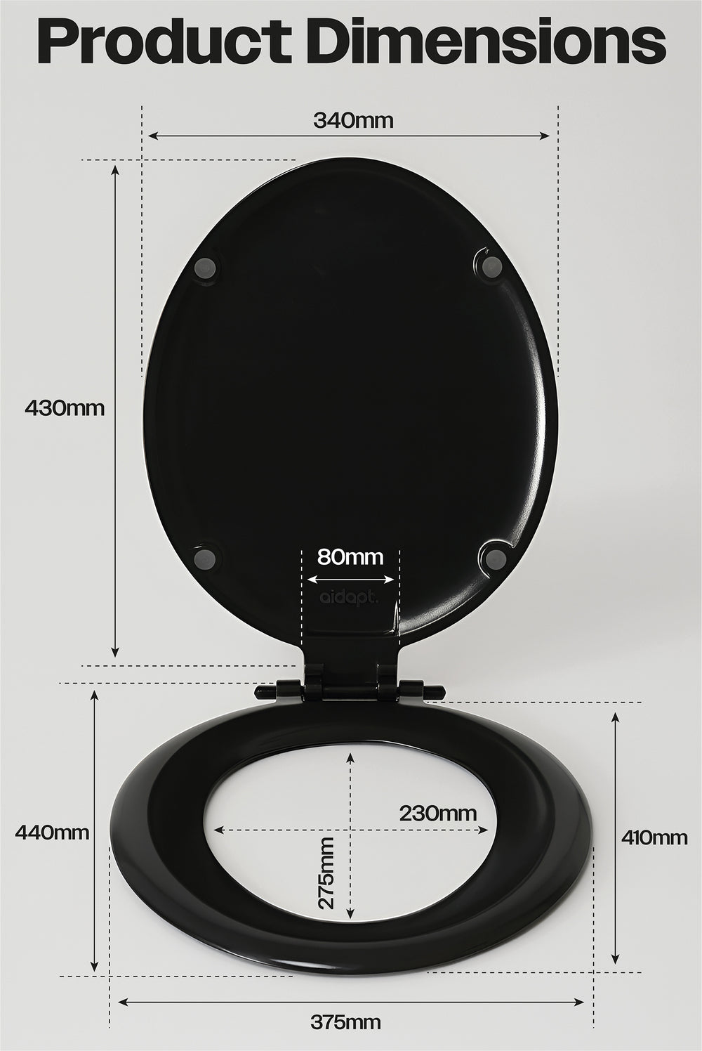 Aidapt Replacement Double Flap / lid Toilet Seat For The Solo Skandia VS229A
