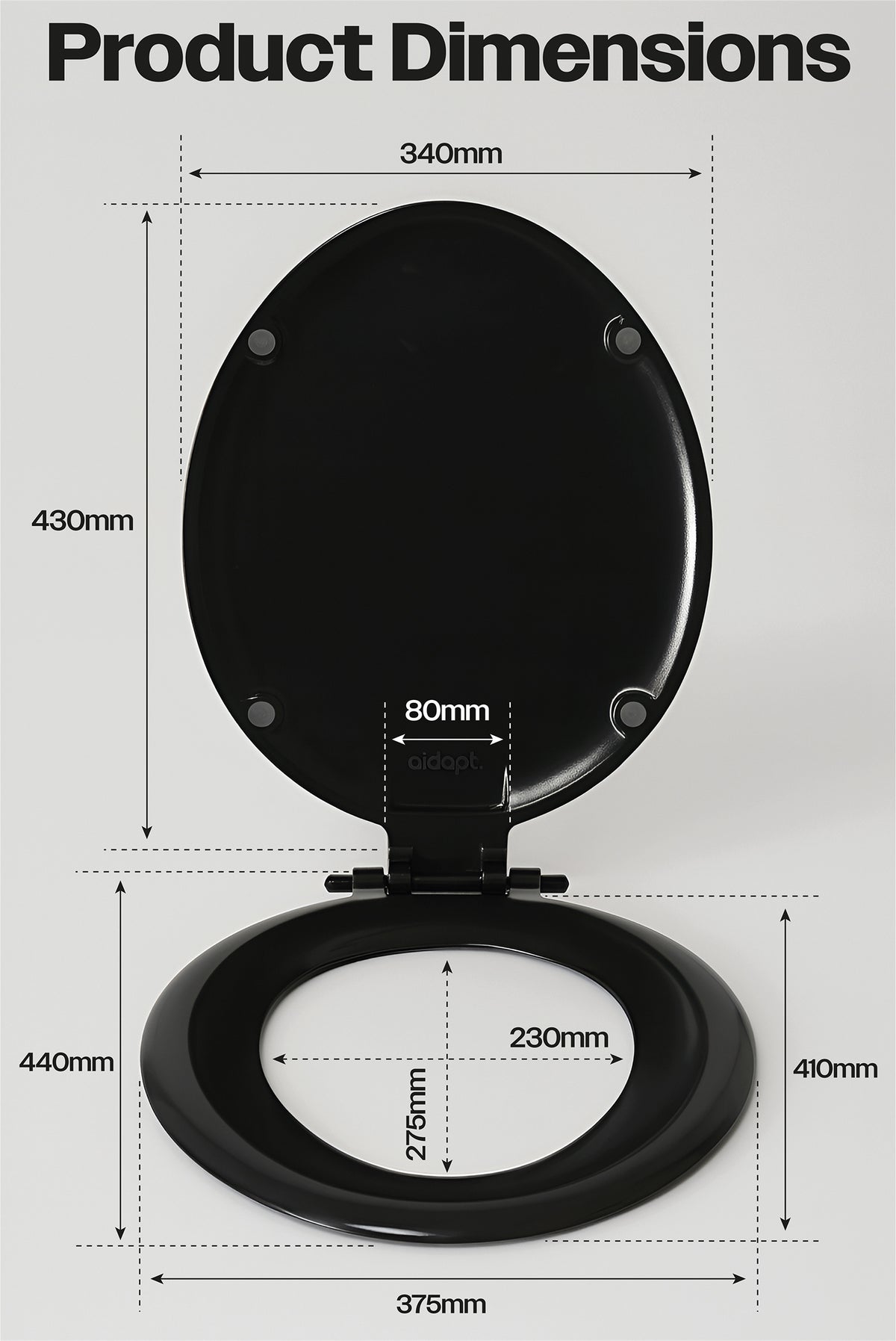 Aidapt Replacement Double Flap / lid Toilet Seat For The Solo Skandia VS229A