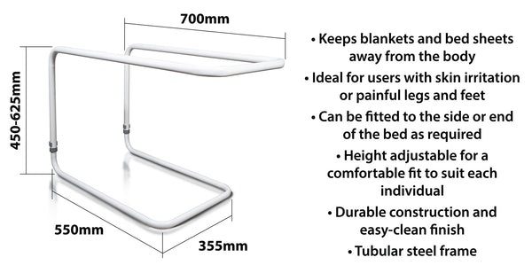 Aidapt Bed Cradle Duvet Blanket Bed Sheet Lift Height Adjustable Ulcer Skin Irritation Legs Feet VY440