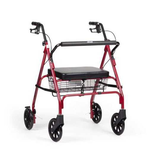 Déambulateur Rollator Bariatrique Robuste et Large à 4 Roues Drive DeVilbiss 10215BL 10215RD Panier et Siège de Remplacement