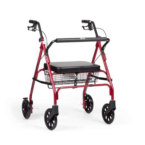 Drive DeVilbiss Heavy Duty 4 Wheel Walker Rollator - 10215BL/10215RD