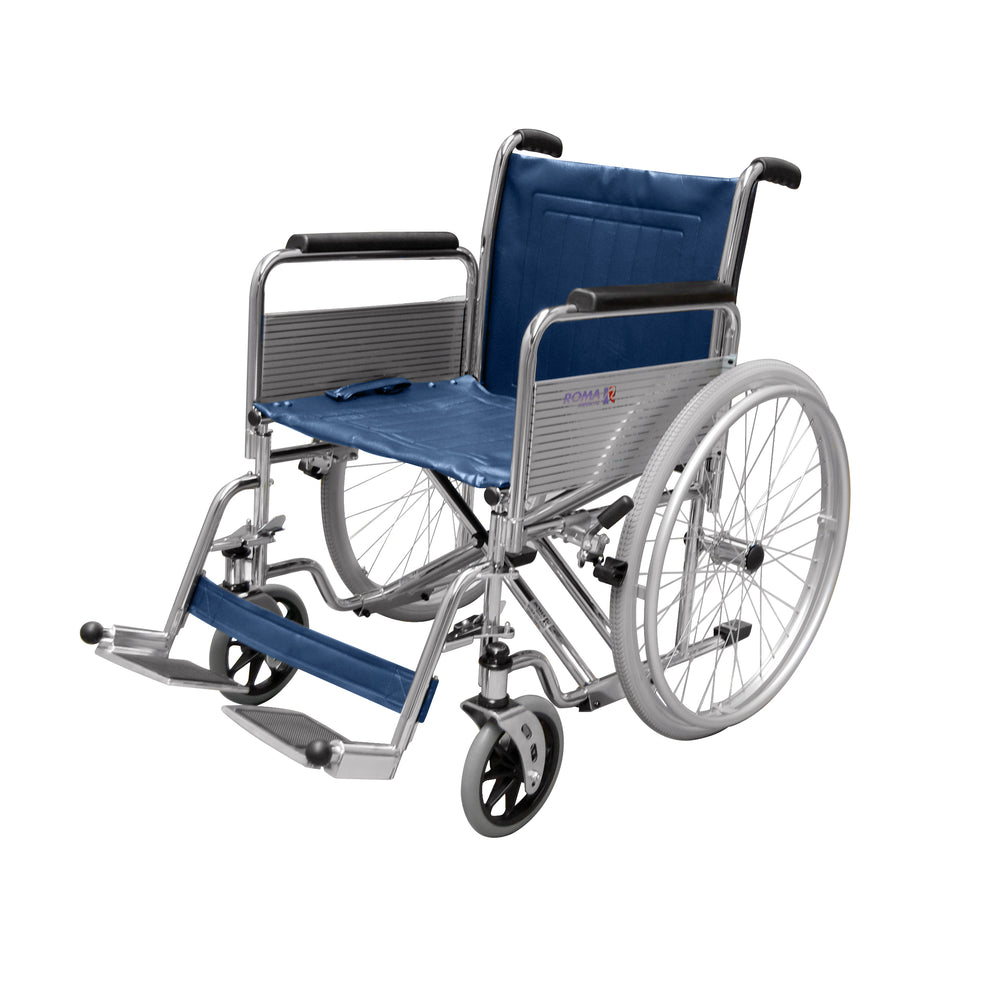 Roma Heavy Duty Self Propelled Wheelchair Extra wide 1472X Crash Tested Seat Width 22"