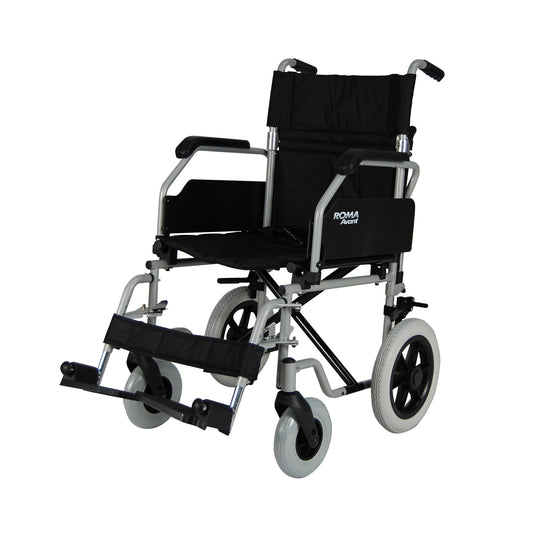Fauteuil roulant de transit Roma Avant testé en cas de choc, attendant, petites roues, léger, bleu ou noir 1630