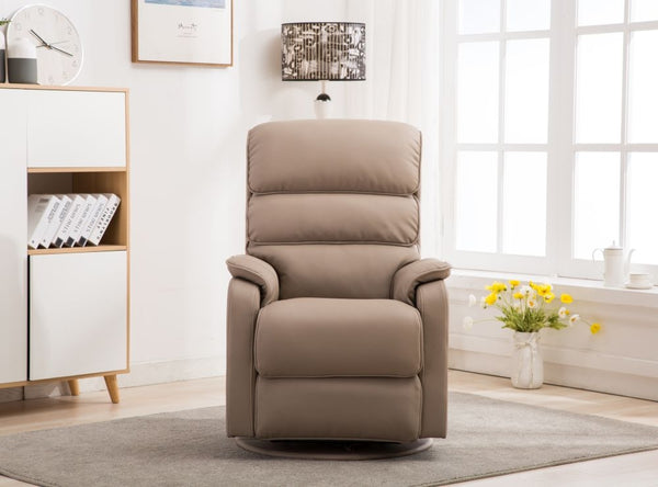GFA Valencia Electric Rise and Recliner Armchair PU Leather Upholstery In Pebble or Fabric Grey or Fabric Wheat