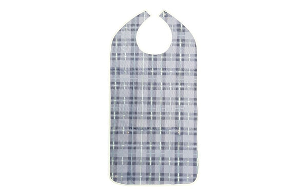 Alerta Adult Bib Long Length With Crumb Tray Washable Tartan ALT-BIB-BL