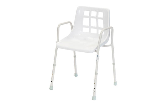 Chaise de douche fixe Alerta pour douche à l'italienne, hauteur réglable, blanche ALT-BE005