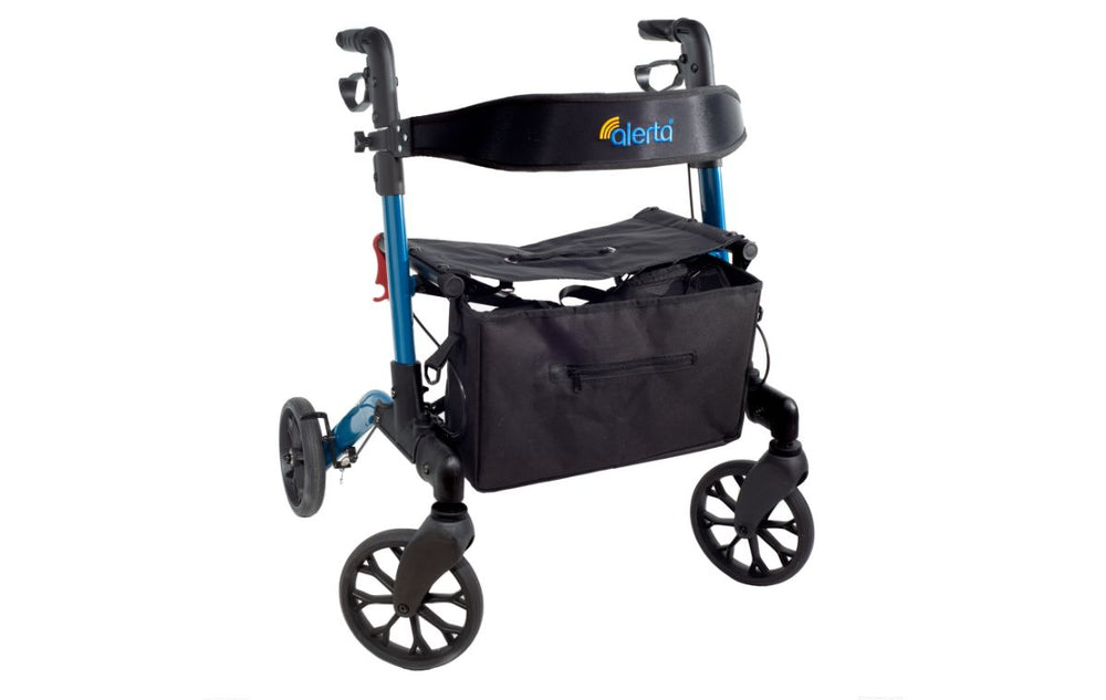 Alerta Folding Four Wheel Aluminium Lightweight Walker Rollator Seat Light Blue ALT-R006