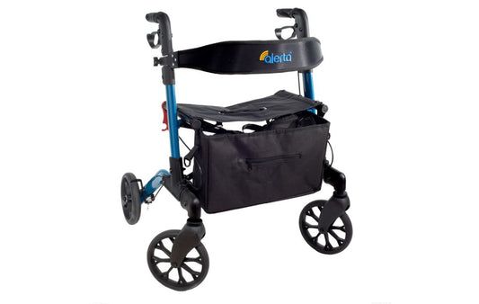 Déambulateur pliable à quatre roues en aluminium léger Alerta Rollator avec siège, bleu clair ALT-R006
