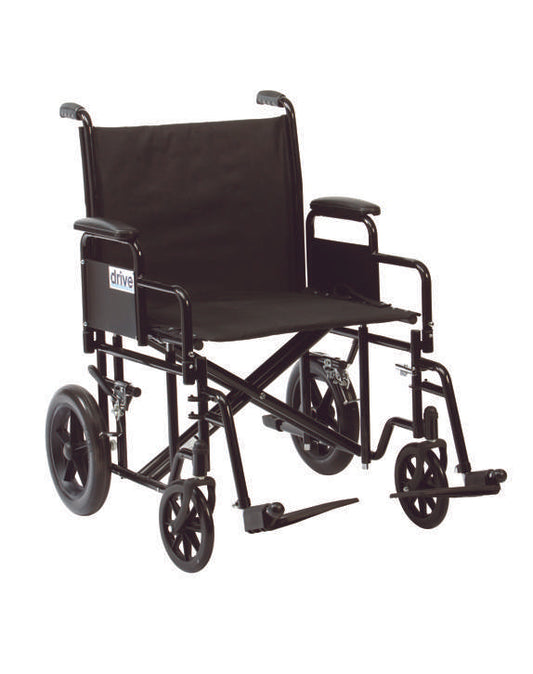Drive DeVilbiss Fauteuil roulant de transport bariatrique noir résistant large assise 55,9 cm 200 kg Poids maximal de l'utilisateur - BTR22BLK