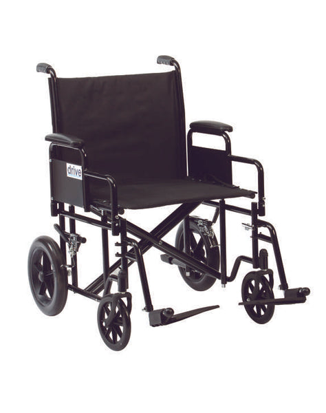 Drive DeVilbiss Bariatric Transport Transit Wheelchair Black Chair Heavy Duty Wide 22" seat width 31.5 stone Max Uswer Weight - BTR22BLK