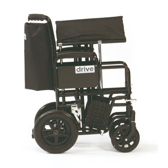 Drive DeVilbiss Bariatric Transport Transit Wheelchair Black Chair Heavy Duty Wide 22" seat width 31.5 stone Max Uswer Weight - BTR22BLK