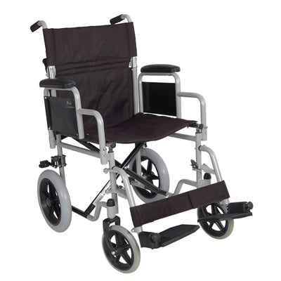 Fauteuil roulant de transit Harvest Healthcare, budget économique, en acier, couleur argent, pliant HMA200B