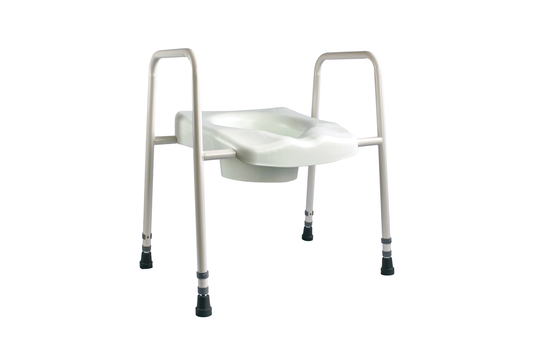 Cadre de toilettes Ultimate Heathcare avec siège moulé blanc réglable UTOF0003