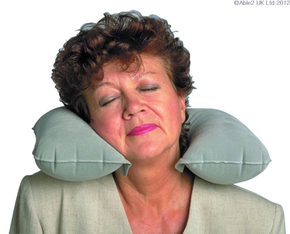 Able2 Neck Eze Velvet Pillow Inflatable Travel Aeroplane Coach Car Trips PR20089
