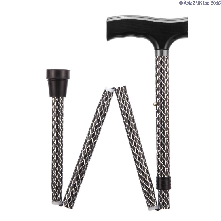 Able2 Quality Folding Adjustable Walking Sticks Etched Fancy Pattern Gold PR30135
