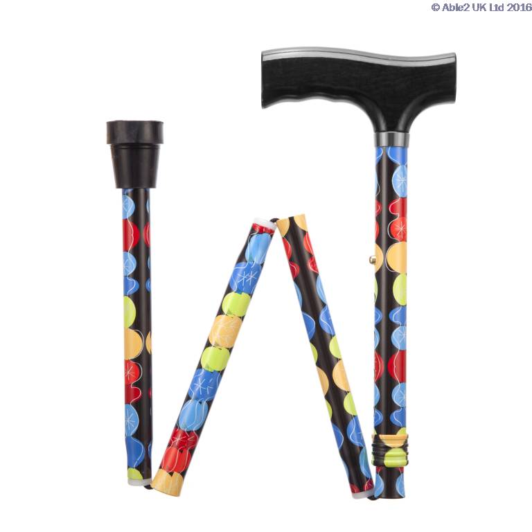 Able2 Quality Folding Adjustable Walking Sticks Etched Fancy Pattern Gold PR30135
