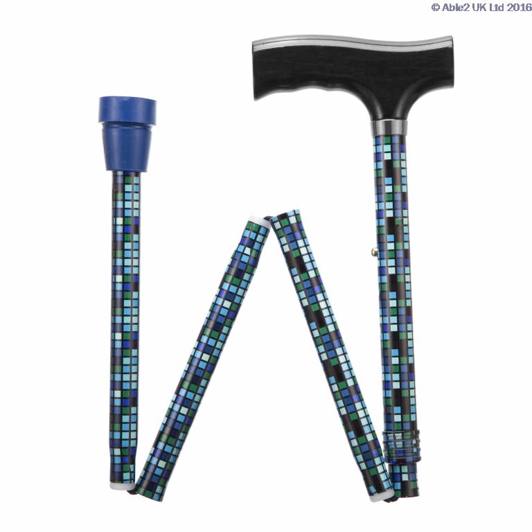 Able2 Quality Folding Adjustable Walking Sticks Etched Fancy Pattern Gold PR30135