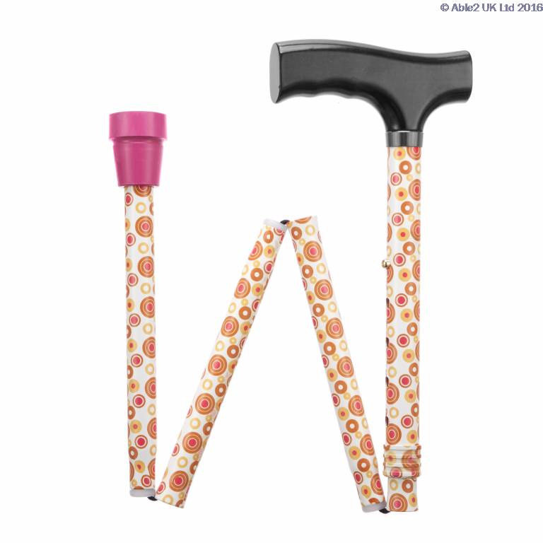Able2 Quality Folding Adjustable Walking Sticks Etched Fancy Pattern Gold PR30135