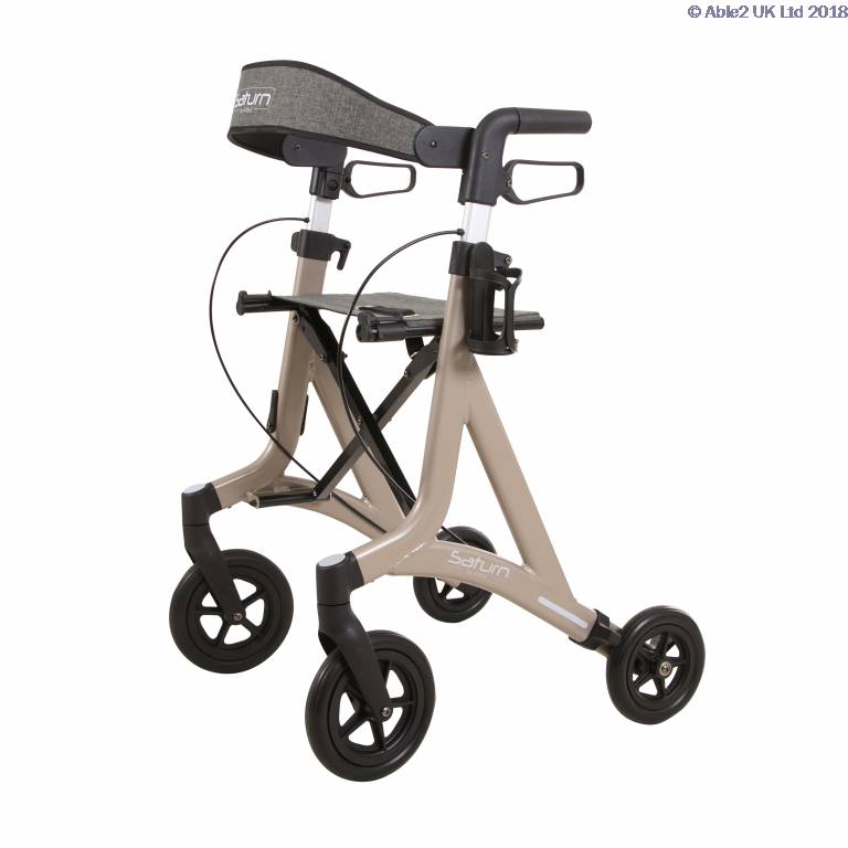 Able2 Rollator 4 Wheel Walker Saturn  Lightweight Folding PR30264 Champagne Black