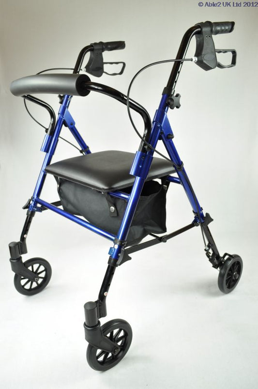 Able 2 Compact Aluminium Rollator 4 Wheel Walker Folding Adjustable With Seat PR30282