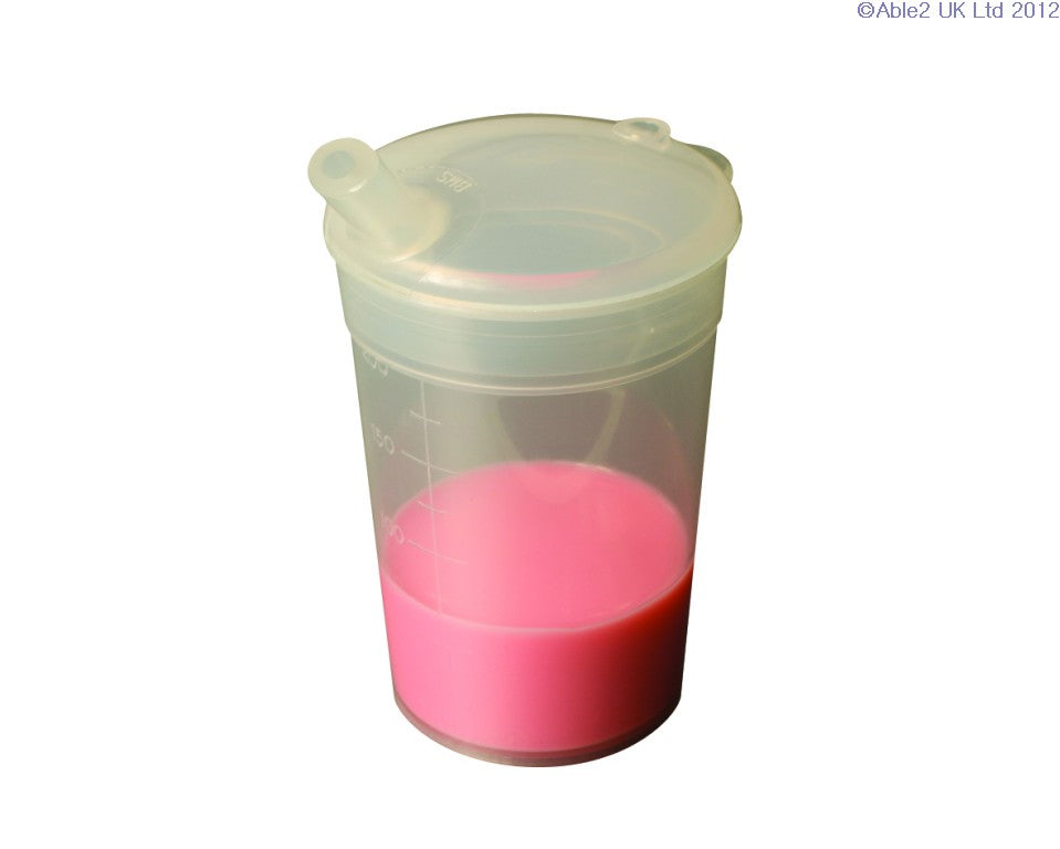 Able2 Feeding Cup Elderly Disabled Beaker Mug Plastic Long Spout 2 Handles 2 lids or No Handles PR65032 PR65033