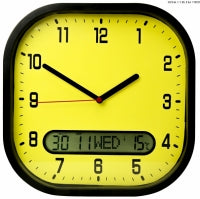 Able2 High Contrast Yellow White Large Easy To See Elderly 30cm Day Date Wall Clock PR70106