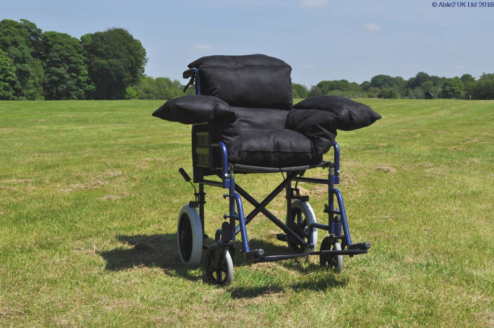 Able2 Harley T Shaped Padded Wheelchair Chair Full Cushion Back Seat Arms SP46556 Brown Blue Black