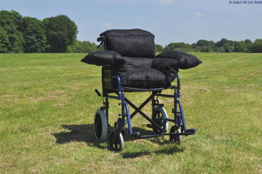 Able2 Harley T Shaped Padded Wheelchair Chair Full Cushion Back Seat Arms SP46556 Brown Blue Black