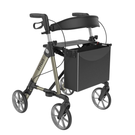 Déambulateur Rehasense Stylus BX à 4 roues en aluminium léger, or rouge RRTBX