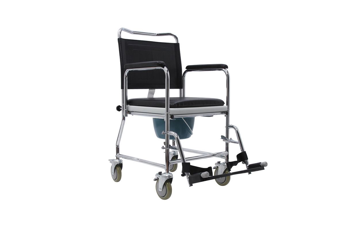 Ultimate Healthcare Glideabout Wheeled Transfer Padded Commode Bucket Removable seat armrests UTOC0001