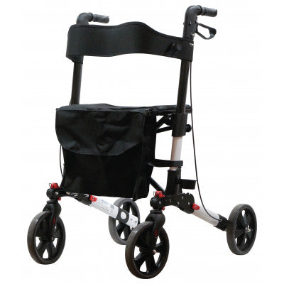 Aidapt Deluxe Fold Flat Folding Rollator 4 Wheel Walker Aluminium Lightweight Silver Grey VP185G