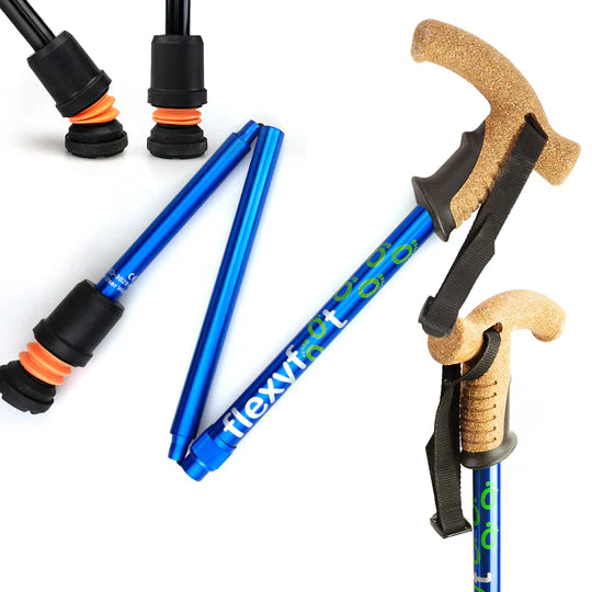 Flexyfoot Folding Cane walking Stick with Cork Handle - FSC-302-T