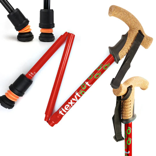 Flexyfoot Folding Cane walking Stick with Cork Handle - FSC-302-T