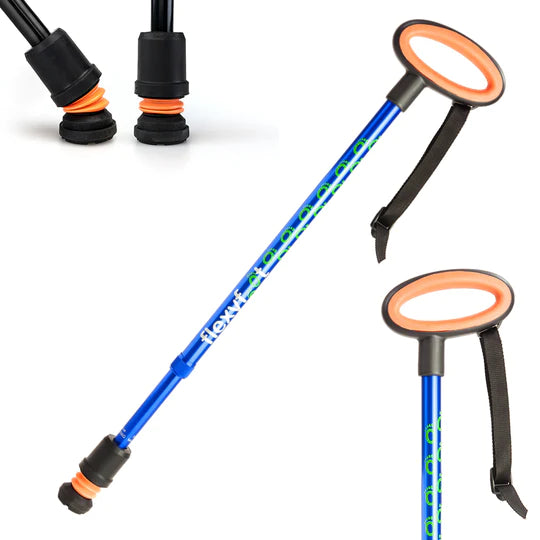 Flexyfoot Telescopic Stick/Cane -Blue-Oval Handle - FS-301-BLUE-T