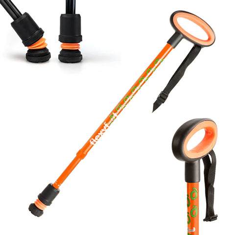 Flexyfoot Telescopic Stick/Cane - Orange - Oval Handle - FS-301-ORANGE-T