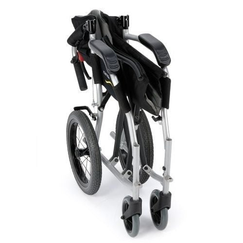 Karma Ergo Lite Super Lightweight Transit Wheelchair Crash Tested KM-2501F14WB Silver Black