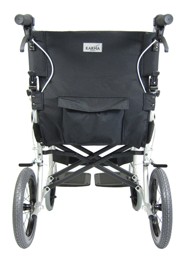 Karma Ergo Lite Super Lightweight Transit Wheelchair Crash Tested KM-2501F14WB Silver Black