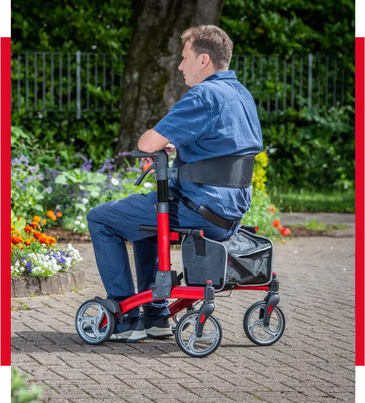 Déambulateur pliant à 4 roues R Healthcare, léger, bleu, rouge ou sangle de dossier de rechange MSHCT9291