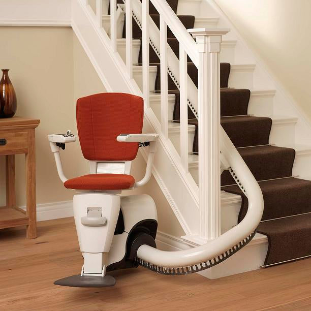 Access BDD Flow 2 A or Flow X Programmable Seat Curved Stairlift Spiral Narrow Staircase Stairs Reconditioned or New
