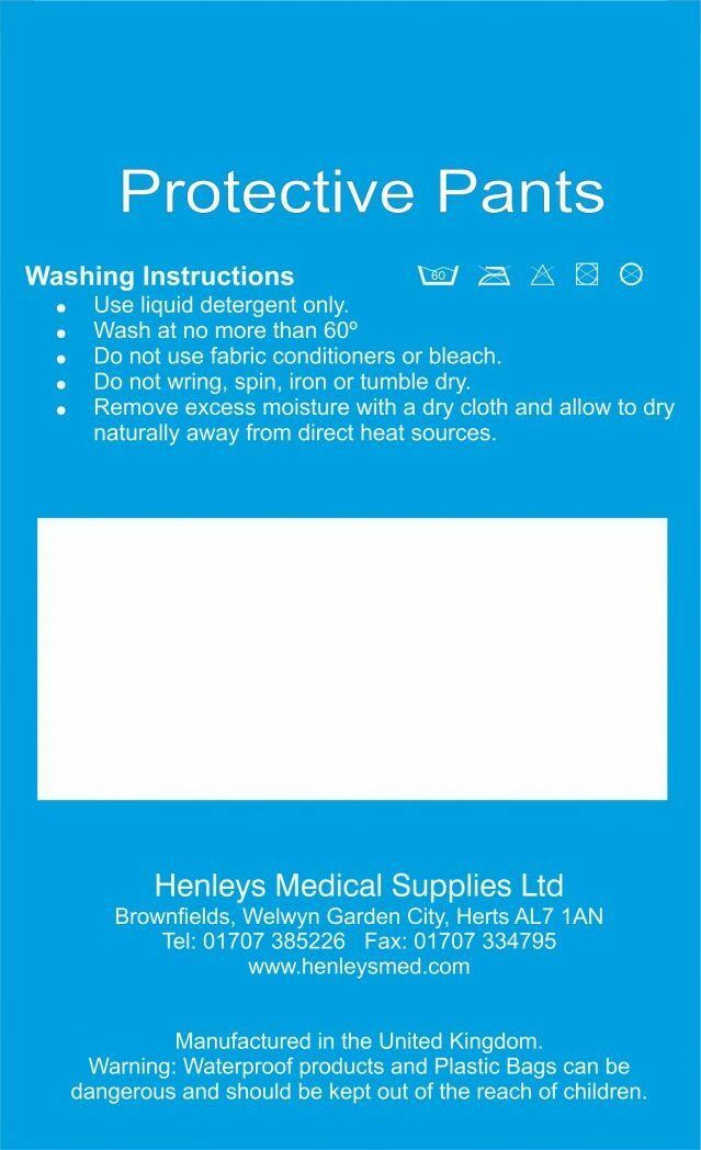 Henleys PVC Waterproof Incontinence Pants Washable Reuse Elasticated