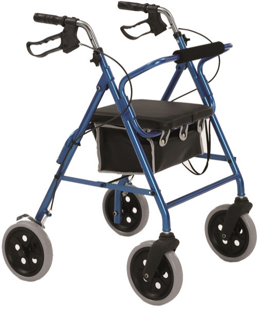 Roma Medical Rollator Walking Aid 4 Wheel folds Folding Lightweight Aluminium seat bag 2462